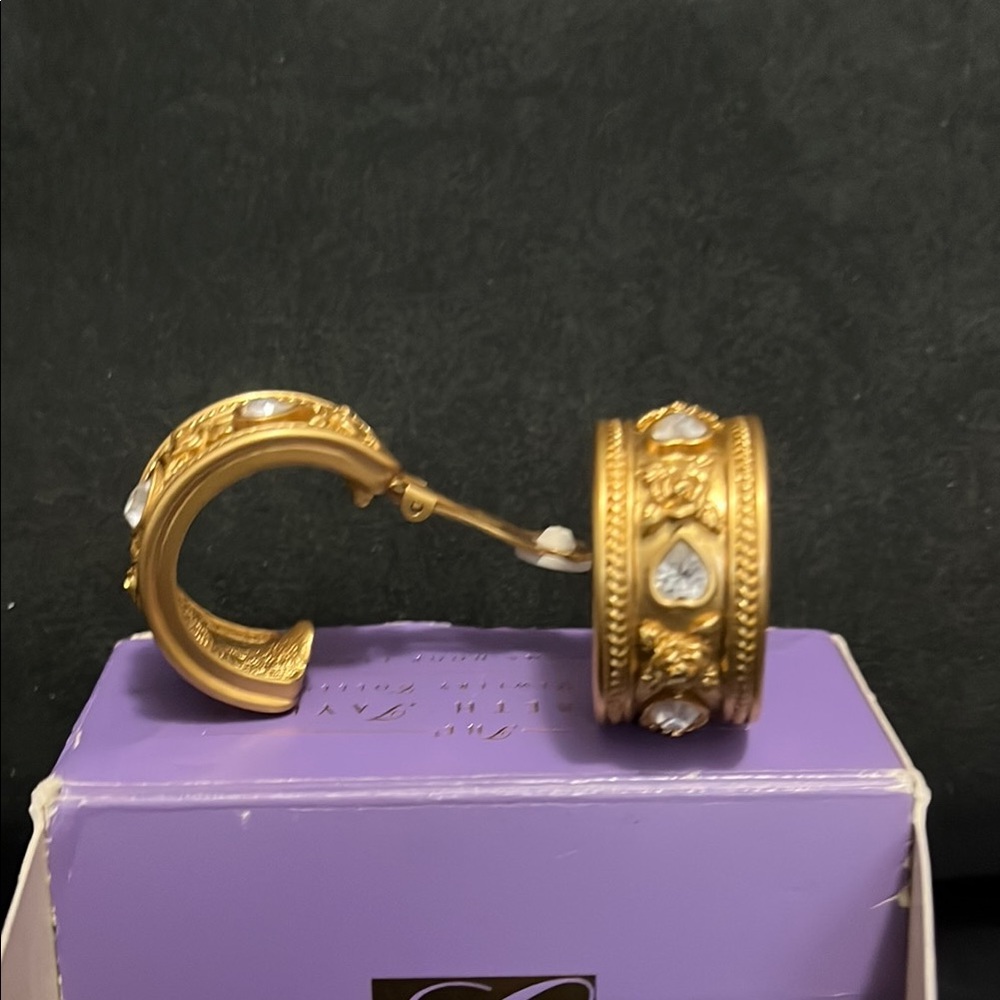 Elegant Gold Hoop Earrings with Crystal Accents